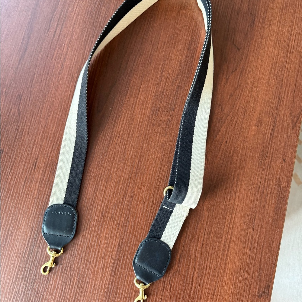 Clare V Black and Cream Adjustable Strap